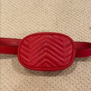 Red leather belt bag